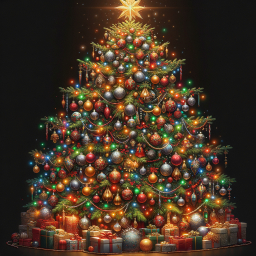 Festive Christmas Tree Adorned with Ornaments and Gifts for Holiday Celebration