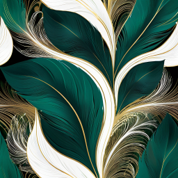 Elegant Intricate Feather Design with Rich Green Hues for Decorative Art and Fabric Patterns