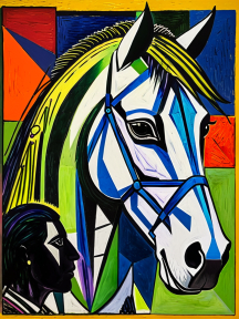 Vibrant Equine Portrait: A Colorful Encounter Between Horse and Observer