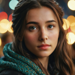 Gentle Portrait of a Young Woman in Warm Indoor Lighting