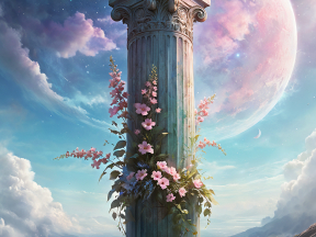 Enchanted Ruins Beneath a Celestial Moon