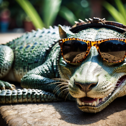 Cool Crocodile: A Sunglasses-Wearing Reptile Basking in Style