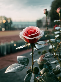 Serene Beauty: A Dew-Kissed Rose in Soft Morning Light