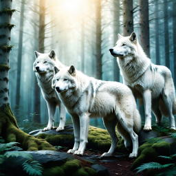 Majestic Wolves in a Sunlit Forest: A Serene Glimpse into the Wild