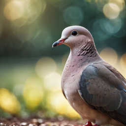 Gray Pigeon with Red Feet Standing Outdoors at Dawn or Dusk