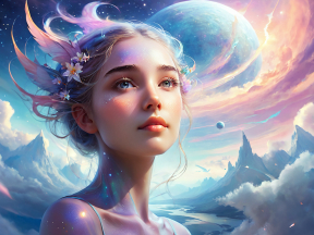 Celestial Dreamscape: Portrait of a Star-Kissed Girl in a Cosmic Nebula