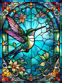 Vibrant Hummingbird Stained Glass Window: A Celebration of Nature and Spirituality