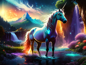 Enchanted Realm: The Majestic Unicorn Amidst Celestial Wonders