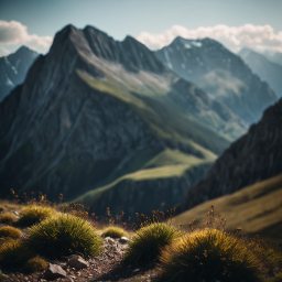 Majestic Alpine Wilderness: Rugged Mountains and Serene Trails Under Clear Skies