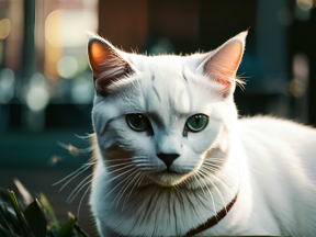 Contemplative Cat Bathed in Warm Indoor Light