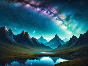 Cosmic Peaks: A Surreal Landscape Beyond Earth