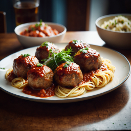 Classic Spaghetti and Meatballs with Fresh Herb Garnish