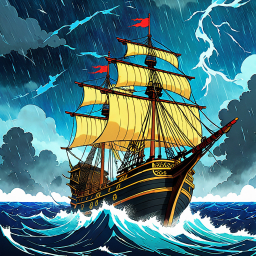 Stormy Seas: An Animated Galleon Battling the Tempest