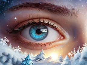 Frozen Vision: A Surreal Blend of Human Perception and Winter's Beauty