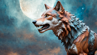 Majestic Wolf Under the Full Moon: A Fierce Nighttime Portrait