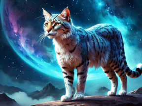 Mystical Lynx Under a Cosmic Eclipse: A Fantasy Wildlife Artwork