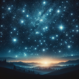 Serene Twilight Under a Star-Filled Sky: A Cosmic Nightscape