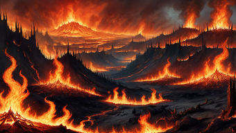 Molten Fury: A Volcanic Alien Landscape in Fiery Chaos