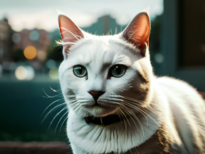 Moody Urban Cat Portrait on Stone Ledge