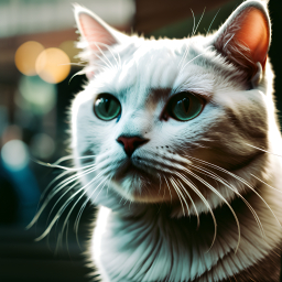 Close-Up Portrait of a Calm Cat with Striking Eyes and Whiskers