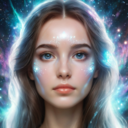 Celestial Serenity: Ethereal Portrait of a Cosmic Enchantress