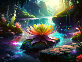 Luminous Lotus: A Vibrant Fantasy Underwater Realm