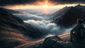 Solitude Above the Clouds: A Mountain Sunrise Adventure
