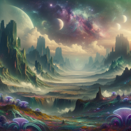 Enchanted Realms: A Surreal Landscape of Celestial Wonders and Mystical Terrain