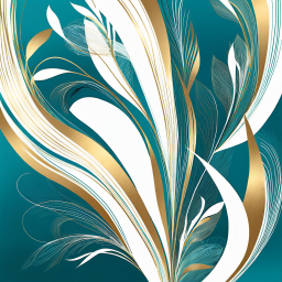 Elegant Teal and Gold Abstract Leaf Design with 3D Floating Effect