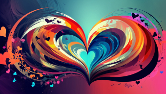 Vibrant Intertwined Hearts: A Colorful Symbol of Love and Unity