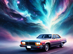 Cosmic Muscle: A Classic American Car Meets Futuristic Space Vibes