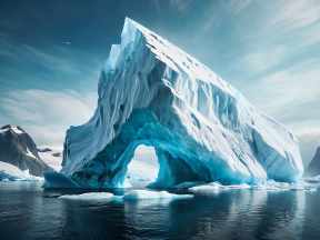 Majestic Iceberg Amidst Calm Polar Waters at Dawn