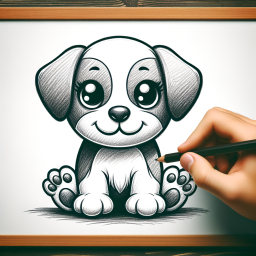 Adorable Puppy Portrait in Progress: A Charming Sketch on Wood