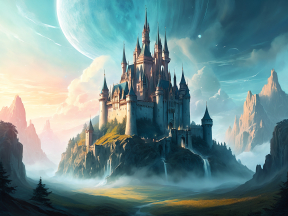 Majestic Cliffside Castle at Dawn: A Mystical Fantasy Realm