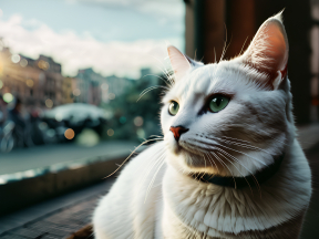 Curious Cat Gazing Through Window at Dusk