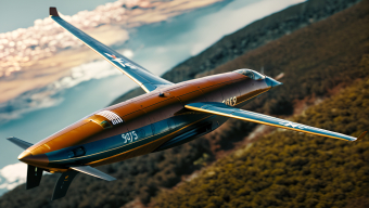 Twin-Engine Jet Soaring Above Mountainous Terrain at High Altitude
