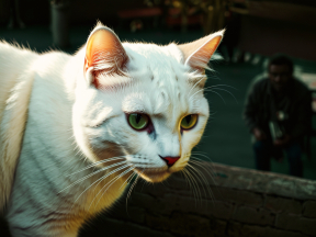 Focused Cat Portrait with Blurred Outdoor Background