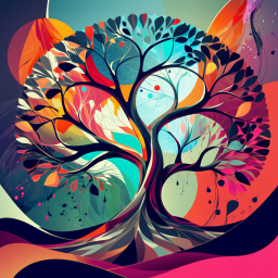 Vibrant Abstract Tree of Life: A Colorful Artistic Illustration