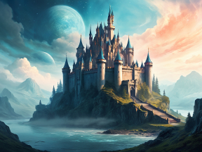 Enchanted Fortress: A Majestic Fantasy Castle Amidst Stormy Skies