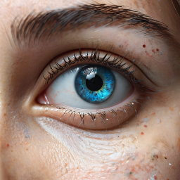 Close-Up of a Vivid Blue Human Eye in High-Resolution Digital Artwork