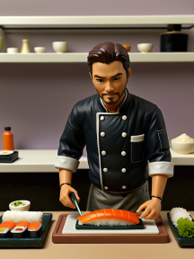 Maestro di sushi al lavoro