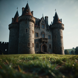 Majestic Medieval Castle Standing Tall on a Sunlit Hillside