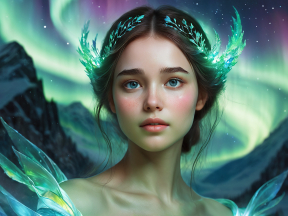 Ethereal Beauty: A Mystical Portrait Beneath the Northern Lights