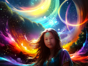 Enchanted Whispers: The Cosmic Sorceress in a Dreamlike Realm