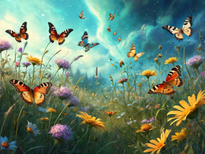 Whimsical Meadow: A Symphony of Butterflies and Wildflowers in Bloom