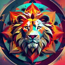 Vibrant Abstract Lion Head with Kaleidoscopic Patterns
