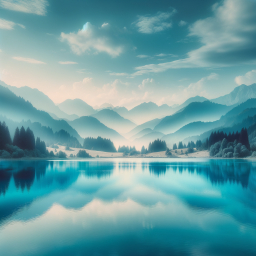 Tranquil Alpine Lake Reflecting Lush Mountain Landscape Under Overcast Skies