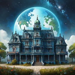 Moonlit Mansion: A Gothic Victorian Estate on an Alien Earth