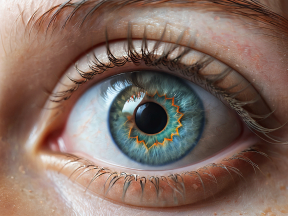 Close-Up of a Blue Iris Highlighting Detailed Natural Patterns