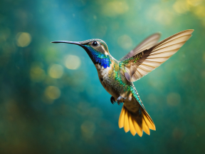 Vibrant Hummingbird in Mid-Flight: A Display of Iridescent Beauty